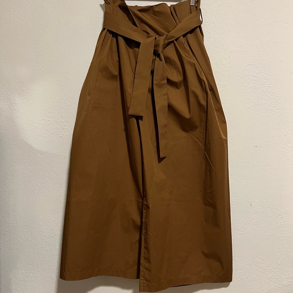 High-Waist Paperbag Pants with Tie in Copper